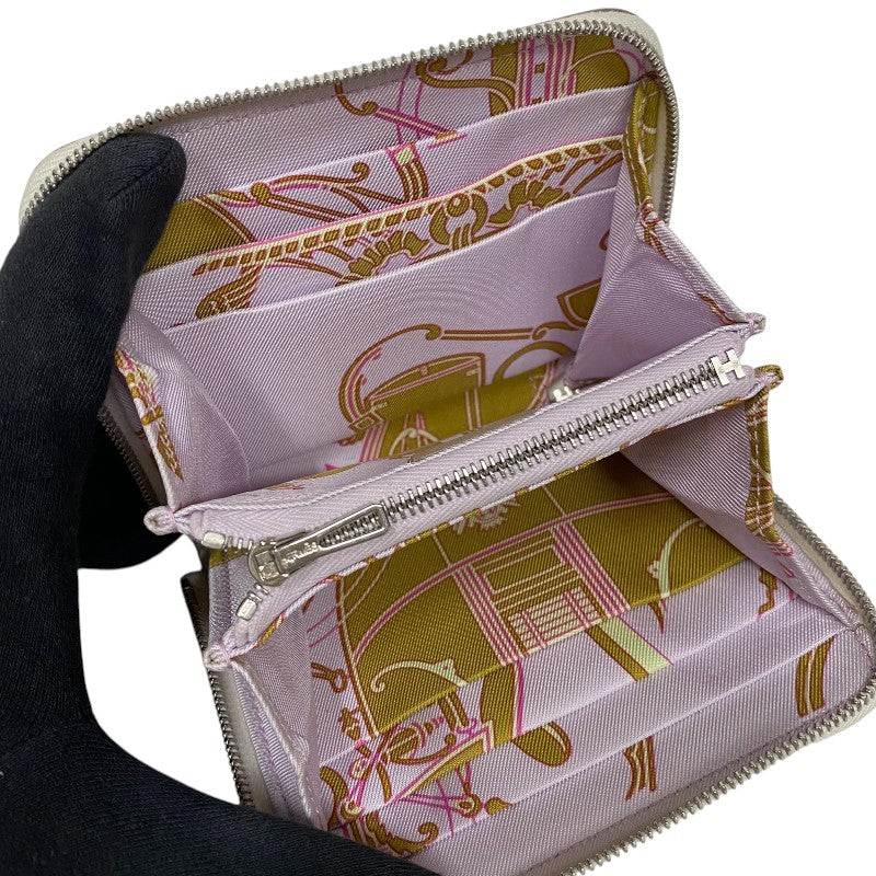 エルメス HERMES アザップコンパクト シルクイン B刻 クレ シルバー金具 エプソン レディース 二つ折り財布