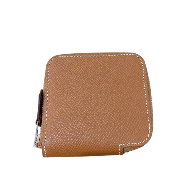 エルメス HERMES アザップミニ シルクイン U刻印 ゴールド シルバー金具 エプソン レディース コインケース