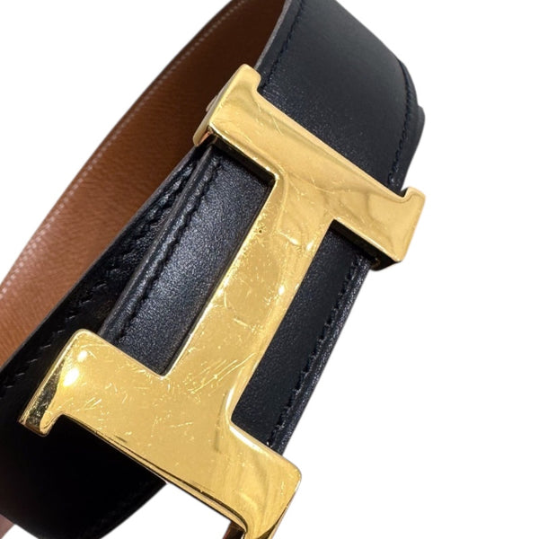 エルメス HERMES コンスタンス B□刻印 ブラック/ゴールド ボックスカーフ・クシュベル レディース ベルト