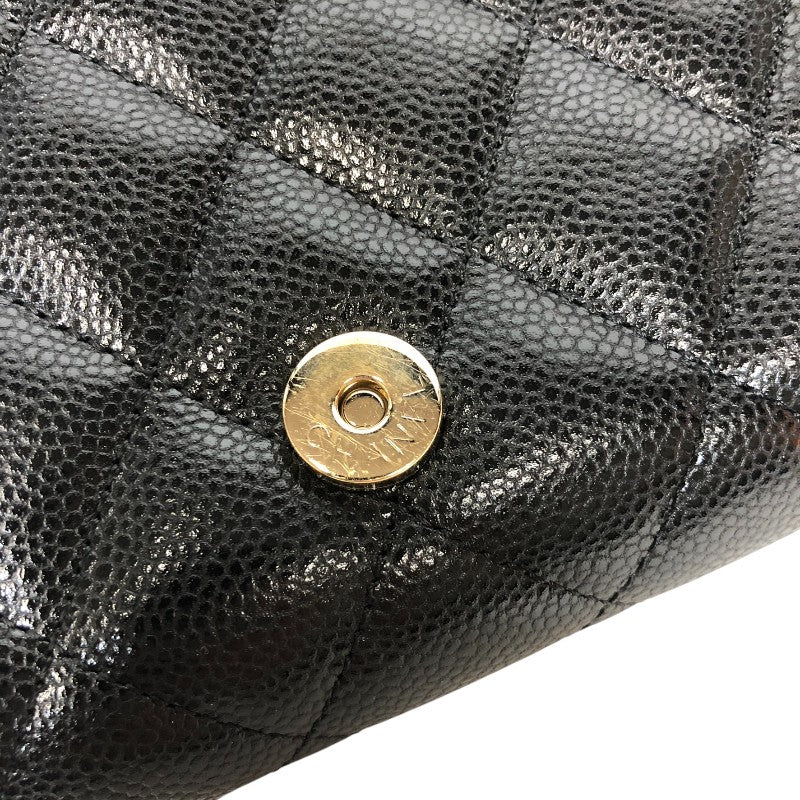 シャネル CHANEL ボーイシャネル チェーンウォレット ブラック ゴールド金具 キャビアスキン レディース ショルダーバッグ