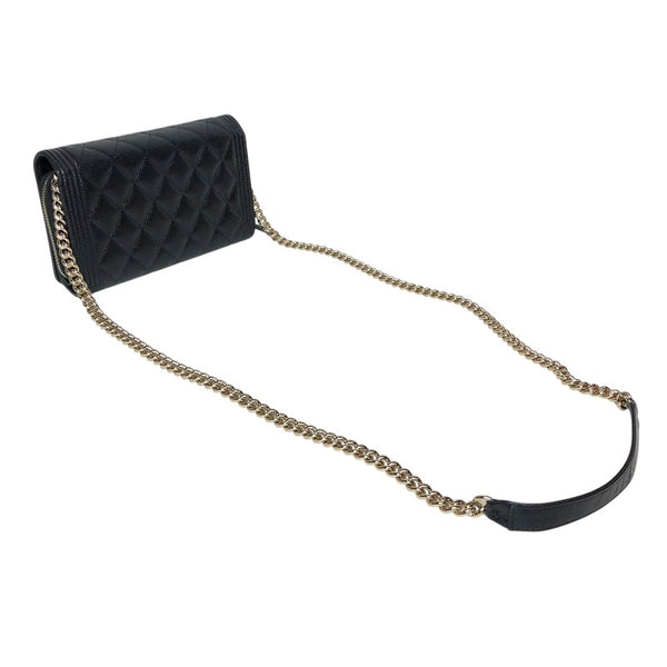 シャネル CHANEL ボーイシャネル チェーンウォレット ブラック ゴールド金具 キャビアスキン レディース ショルダーバッグ