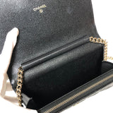 シャネル CHANEL ボーイシャネル チェーンウォレット ブラック ゴールド金具 キャビアスキン レディース ショルダーバッグ