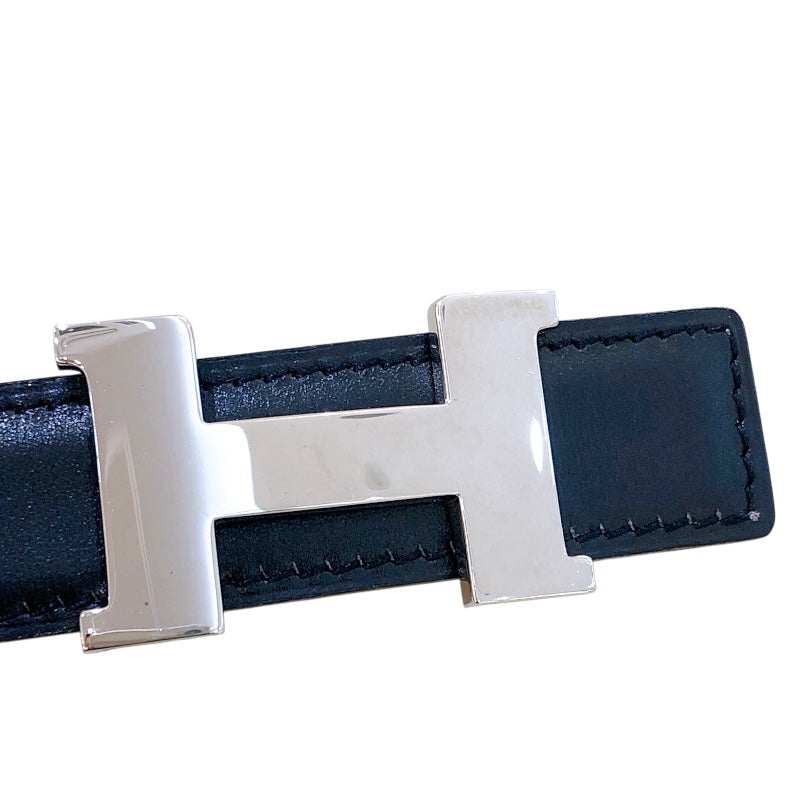 エルメス HERMES コンスタンスベルト　68㎝ ▢E刻 ブラック/SV金具 ボックスカーフ レディース ベルト