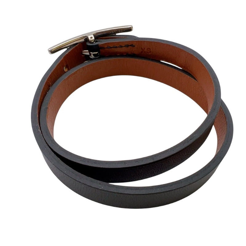 エルメス HERMES ビーアピドゥブルトゥール　ブレスレットXS ブラック/ブラウン　シルバー金具 スイフト アクセサリー