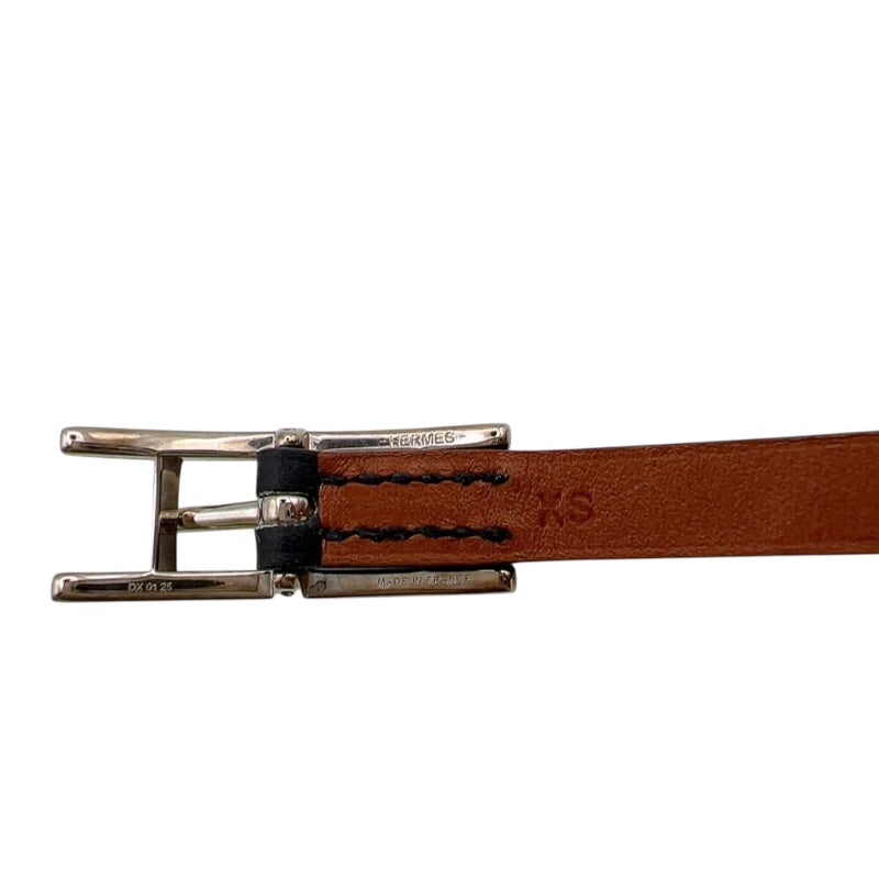 エルメス HERMES ビーアピドゥブルトゥール　ブレスレットXS ブラック/ブラウン　シルバー金具 スイフト アクセサリー