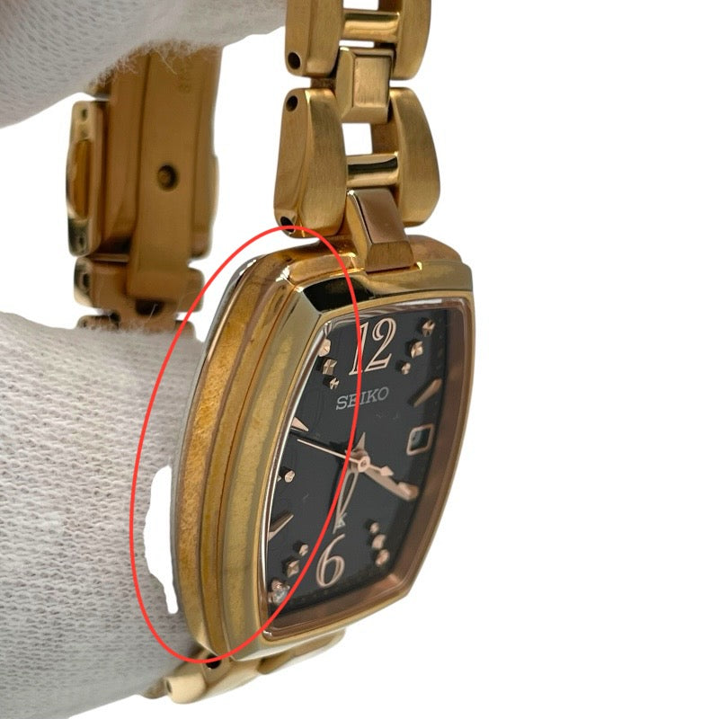 セイコー SEIKO ルキア SSVW128 ブラック GP/SS ソーラー レディース 腕時計