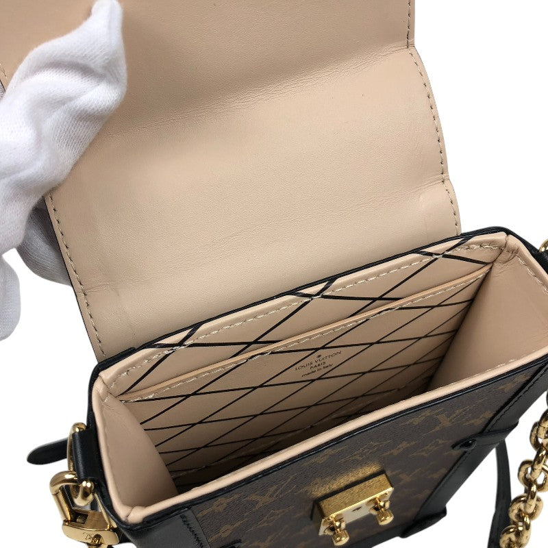 ルイ・ヴィトン LOUIS VUITTON トランク ヴェルティカル チェーン ショルダー M63913 モノグラムエベヌ/ブラック ゴールド金具 モノグラム・マカサー レディース ショルダーバッグ
