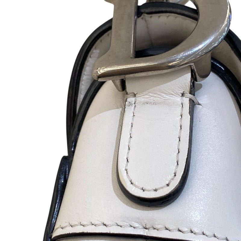 クリスチャン・ディオール Christian Dior サドルバッグ M0456 ホワイト/SV金具 スムースカーフ レディース ハンドバッグ