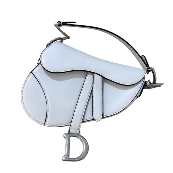 クリスチャン・ディオール Christian Dior サドルバッグ M0456 ホワイト/SV金具 スムースカーフ レディース ハンドバッグ