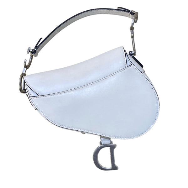 クリスチャン・ディオール Christian Dior サドルバッグ M0456 ホワイト/SV金具 スムースカーフ レディース ハンドバッグ
