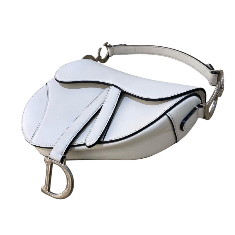 クリスチャン・ディオール Christian Dior サドルバッグ M0456 ホワイト/SV金具 スムースカーフ レディース ハンドバッグ