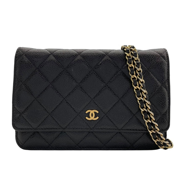シャネル CHANEL マトラッセチェーンウォレット A33814　27番台 ブラック　ゴールド金具 キャビアスキン レディース ショルダーバッグ