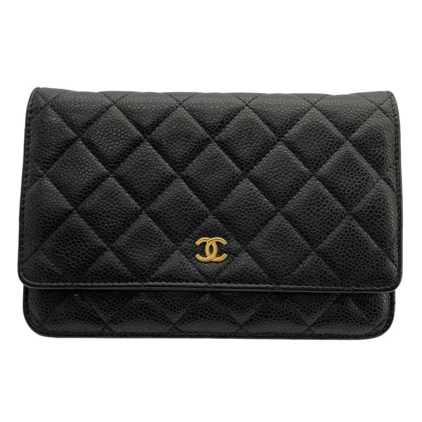 シャネル CHANEL マトラッセチェーンウォレット A33814　27番台 ブラック　ゴールド金具 キャビアスキン レディース ショルダーバッグ