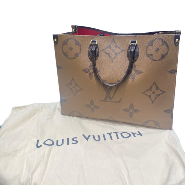 ルイ・ヴィトン LOUIS VUITTON オンザゴーGM M45320 ブラウン モノグラム ジャイアント・リバース レディース トートバッグ