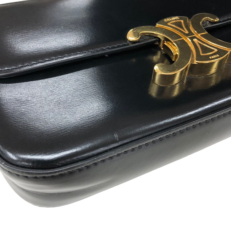 セリーヌ CELINE クロード トリオンフ ショルダーバッグ 194143 ブラック ゴールド金具 シャイニーカーフ レディース ショルダーバッグ
