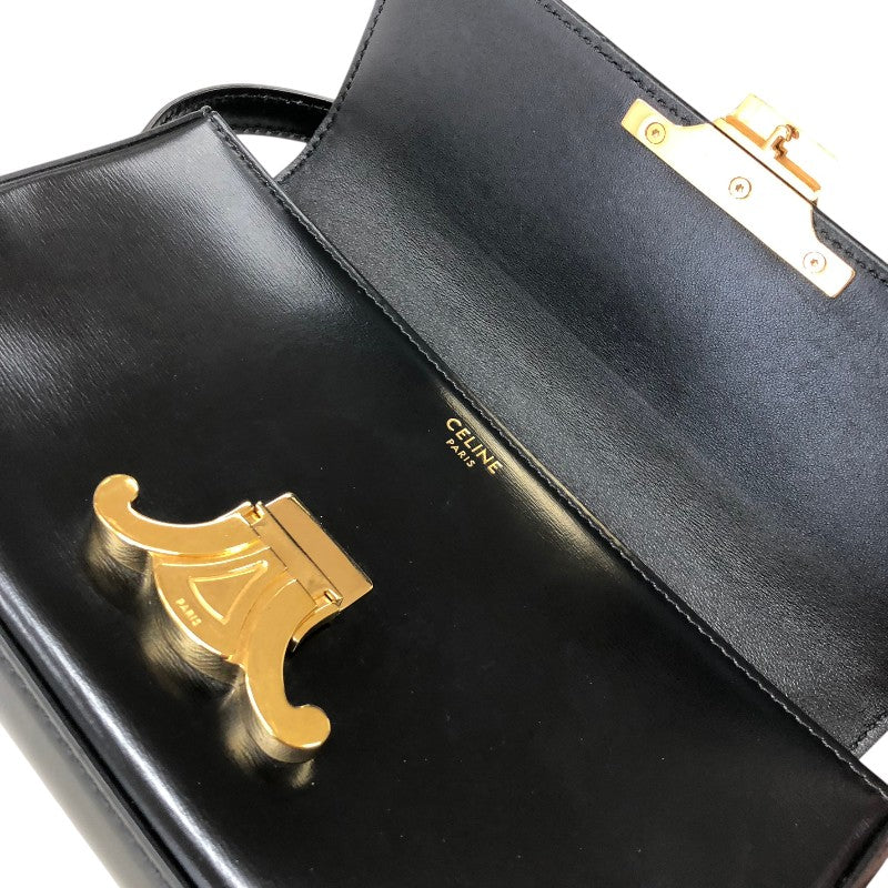 セリーヌ CELINE クロード トリオンフ ショルダーバッグ 194143 ブラック ゴールド金具 シャイニーカーフ レディース ショルダーバッグ