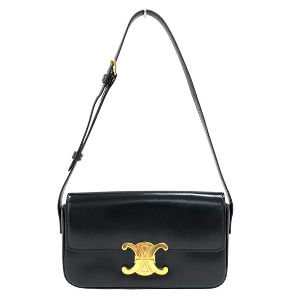 セリーヌ CELINE クロード トリオンフ ショルダーバッグ 194143 ブラック ゴールド金具 シャイニーカーフ レディース ショルダーバッグ