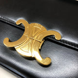 セリーヌ CELINE クロード トリオンフ ショルダーバッグ 194143 ブラック ゴールド金具 シャイニーカーフ レディース ショルダーバッグ