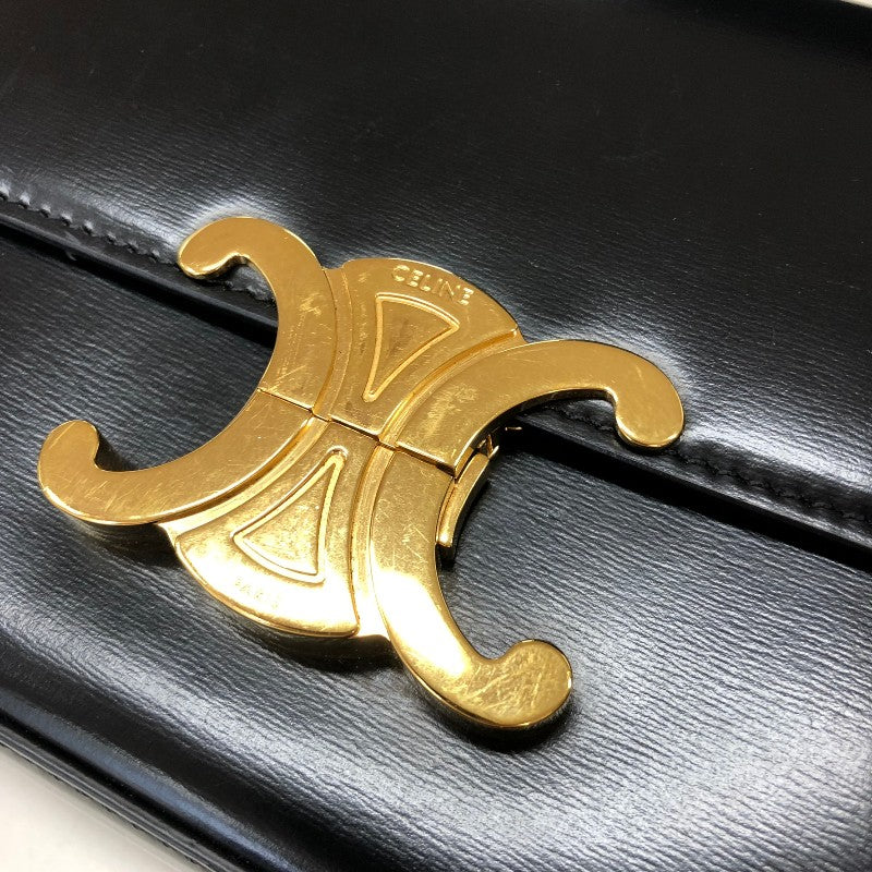 セリーヌ CELINE クロード トリオンフ ショルダーバッグ 194143 ブラック ゴールド金具 シャイニーカーフ レディース ショルダーバッグ
