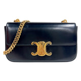 セリーヌ CELINE チェーンショルダーバッグ クロード 115203 ブラック　ゴールド金具 シャイニーカーフ レディース ショルダーバッグ