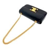 セリーヌ CELINE チェーンショルダーバッグ クロード 115203 ブラック　ゴールド金具 シャイニーカーフ レディース ショルダーバッグ