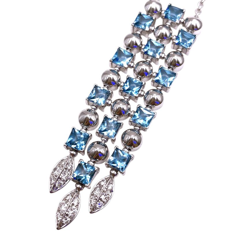 ブルガリ BVLGARI ルチアネックレス K18ホワイトゴールド ブルートパーズ/ダイヤモンド ジュエリー