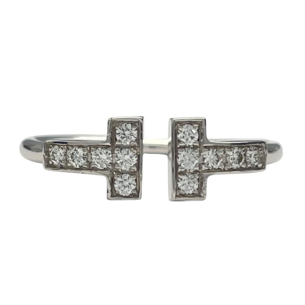 ティファニー TIFFANY＆CO Tワイヤーダイヤリング K18WG ジュエリー