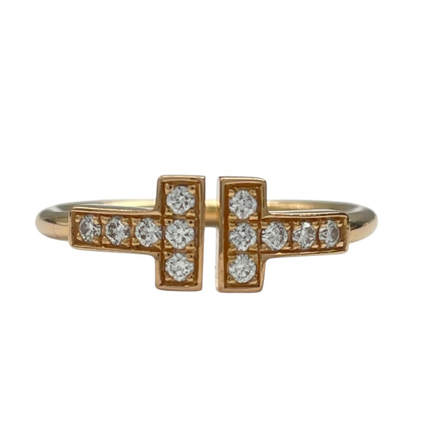 ティファニー TIFFANY＆CO Tワイヤーダイヤリング K18PG ジュエリー
