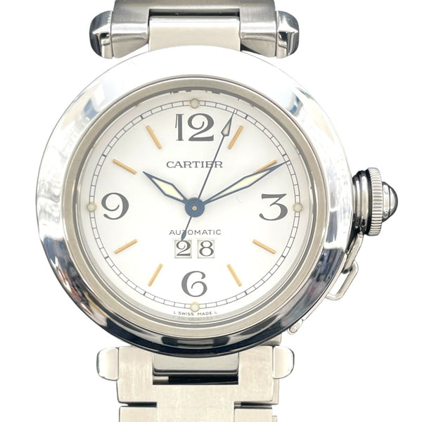カルティエ Cartier パシャC ビッグデイト W31044M7 ホワイト SS メンズ 腕時計