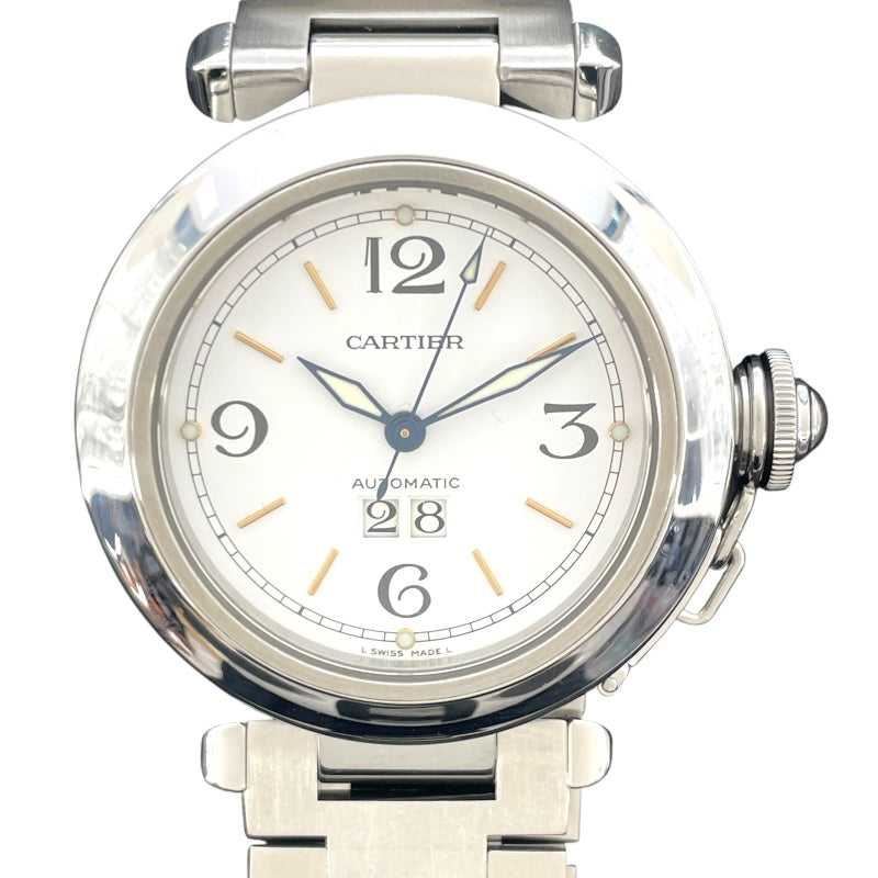 カルティエ Cartier パシャC ビッグデイト W31044M7 ホワイト SS メンズ 腕時計