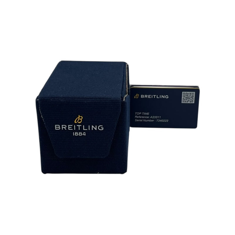 ブライトリング BREITLING トップタイム デウス リミテッドエディション A23311 ホワイト/ライトブルー SS/革ベルト 自動巻き メンズ 腕時計