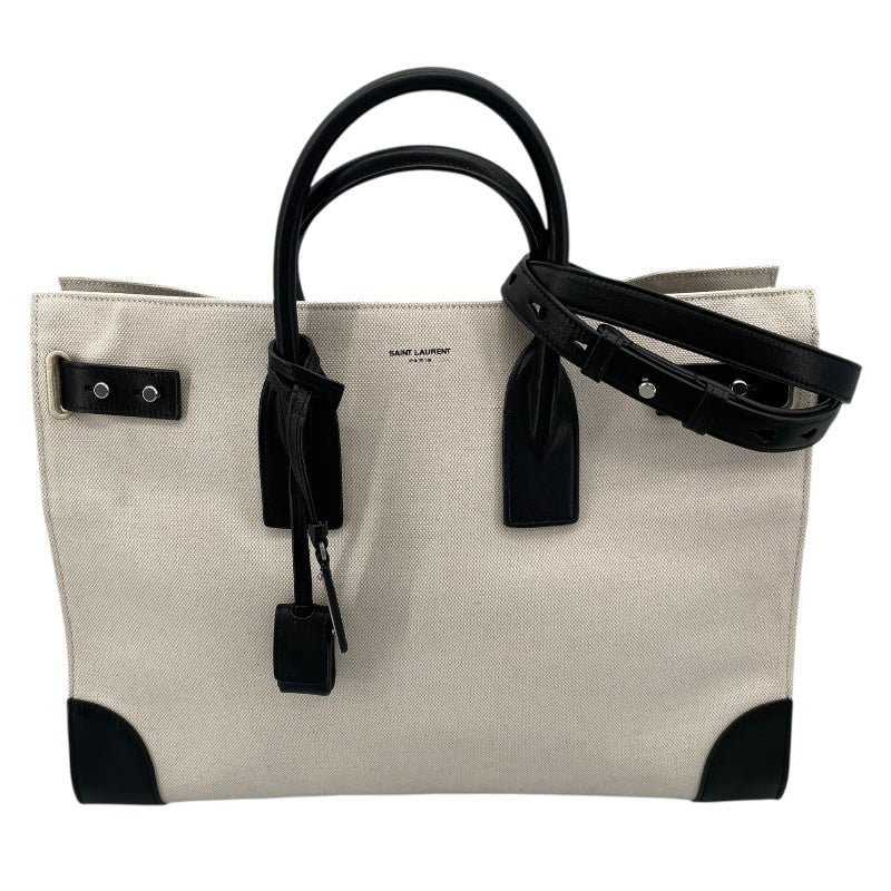 サンローラン SAINT LAURENT シンサックドジュール ラージ 631526 ナチュラル/ブラック キャンバス ユニセックス トートバッグ
