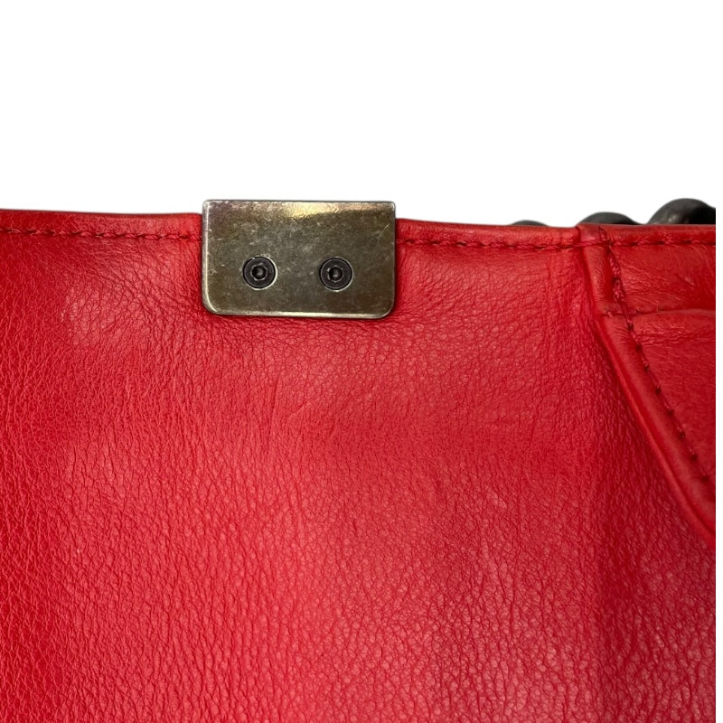 シャネル CHANEL ボーイシャネル20 A67085 18番台 レッド シルバー金具 カーフ レディース ショルダーバッグ