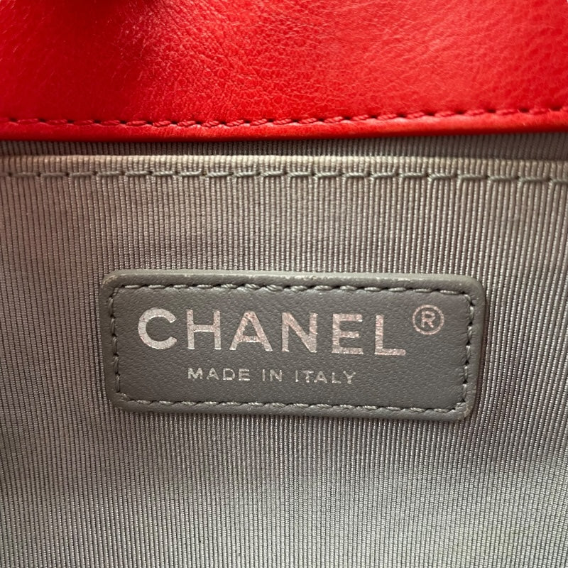 シャネル CHANEL ボーイシャネル20 A67085 18番台 レッド シルバー金具 カーフ レディース ショルダーバッグ
