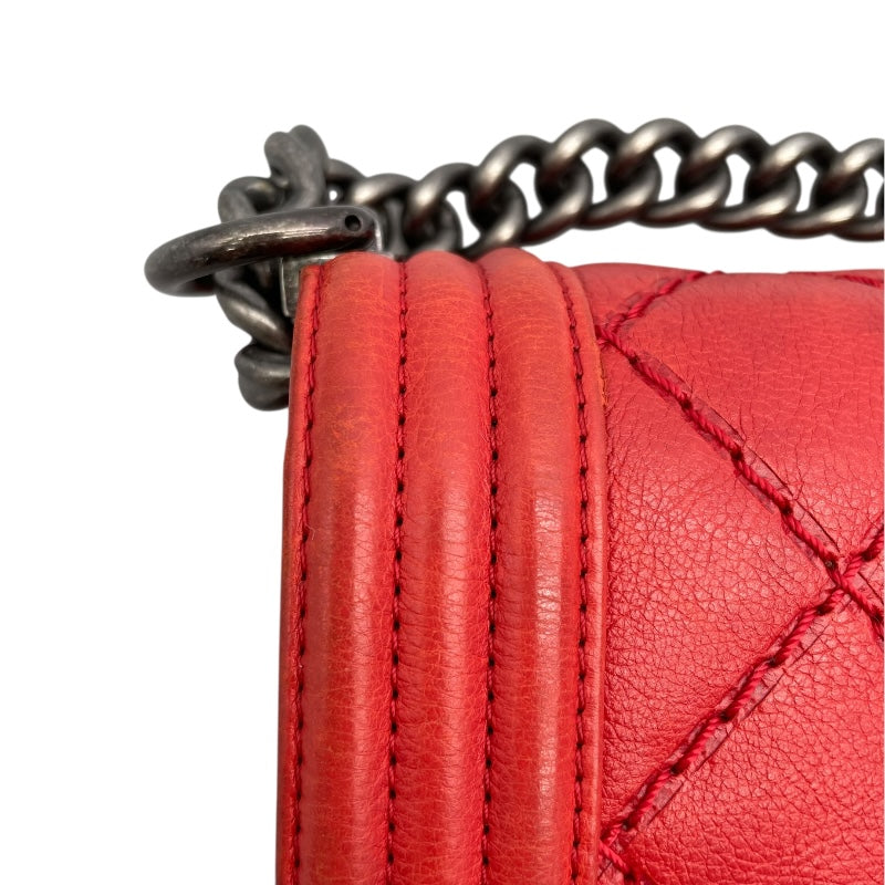 シャネル CHANEL ボーイシャネル20 A67085 18番台 レッド シルバー金具 カーフ レディース ショルダーバッグ