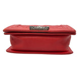 シャネル CHANEL ボーイシャネル20 A67085 18番台 レッド シルバー金具 カーフ レディース ショルダーバッグ