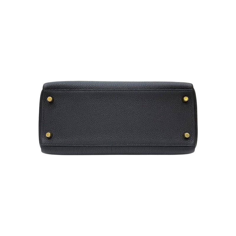 エルメス HERMES ケリー28　内縫い U刻印 ブラック ゴールド金具 トゴ レディース ショルダーバッグ