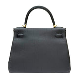 エルメス HERMES ケリー28　内縫い U刻印 ブラック ゴールド金具 トゴ レディース ショルダーバッグ