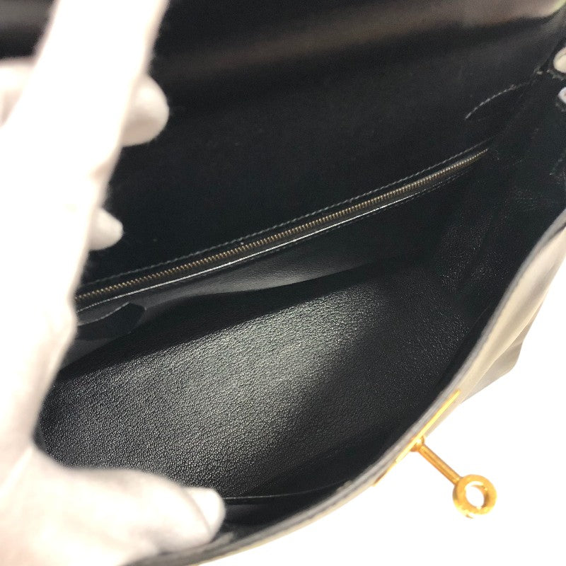 エルメス HERMES ケリー28 内縫い 〇X刻 ブラック ゴールド金具 ボックスカ－フ レディース ハンドバッグ