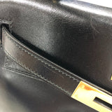 エルメス HERMES ケリー28 内縫い 〇X刻 ブラック ゴールド金具 ボックスカ－フ レディース ハンドバッグ