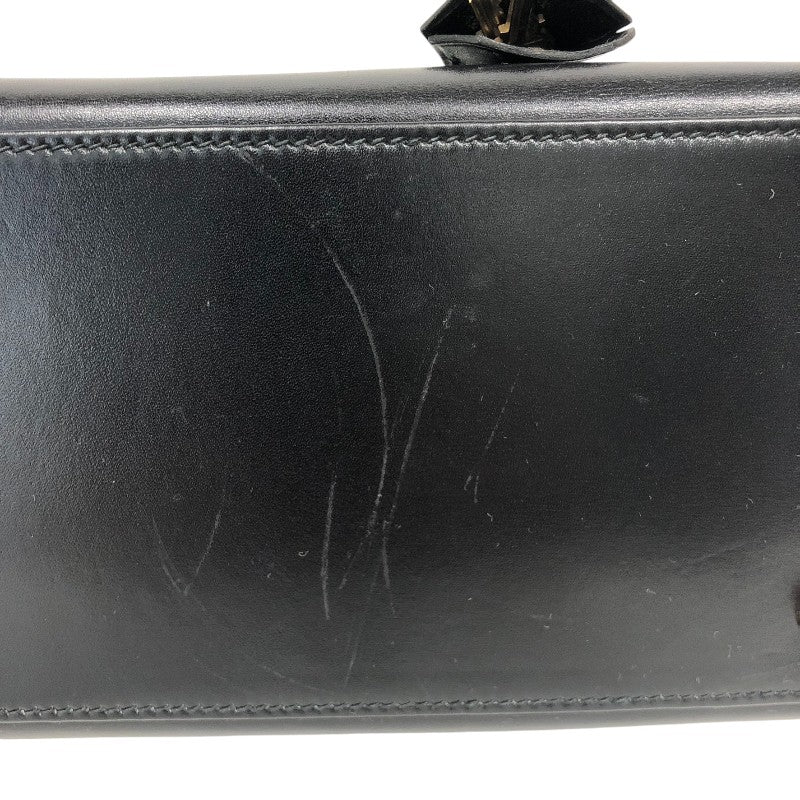 エルメス HERMES ケリー28 内縫い 〇X刻 ブラック ゴールド金具 ボックスカ－フ レディース ハンドバッグ