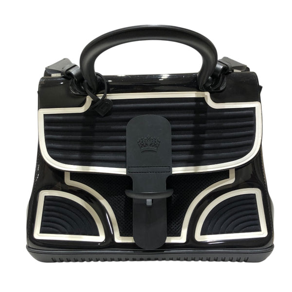 デルヴォー DELVAUX ブリヨンMMチャンピオン ブラック・ホワイト エナメル エナメル レディース ハンドバッグ