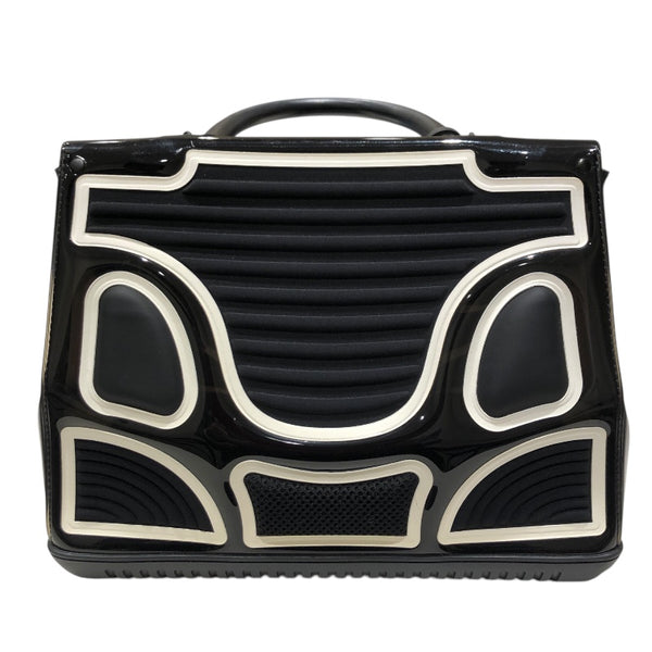 デルヴォー DELVAUX ブリヨンMMチャンピオン ブラック・ホワイト エナメル エナメル レディース ハンドバッグ