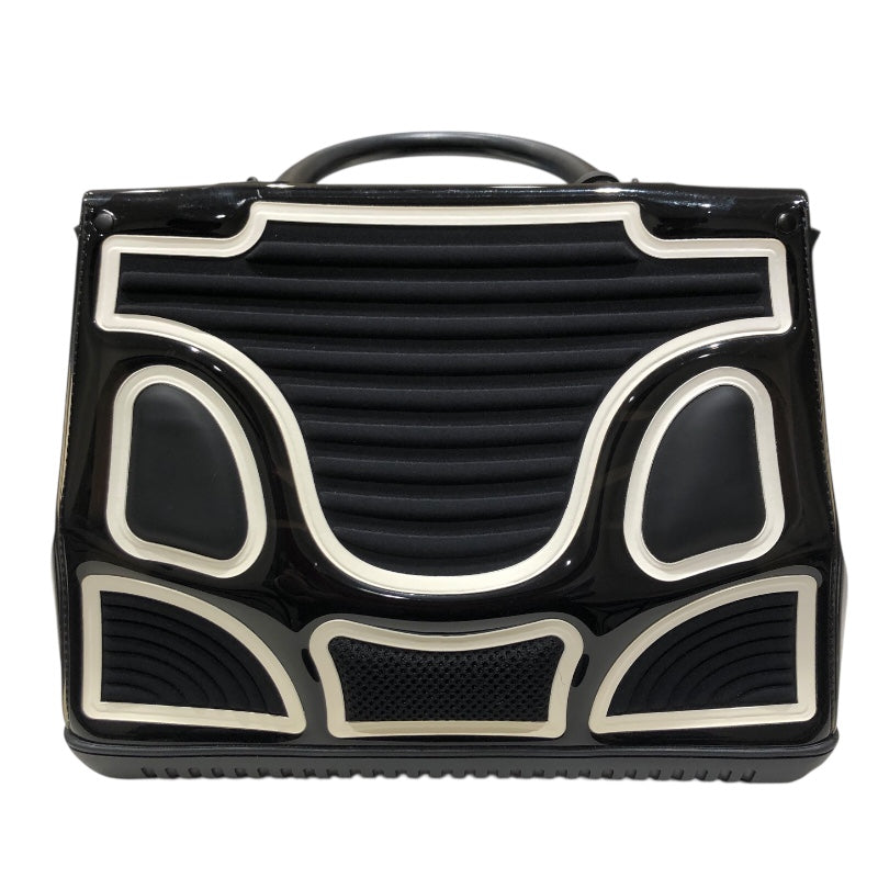 デルヴォー DELVAUX ブリヨンMMチャンピオン ブラック・ホワイト エナメル エナメル レディース ハンドバッグ