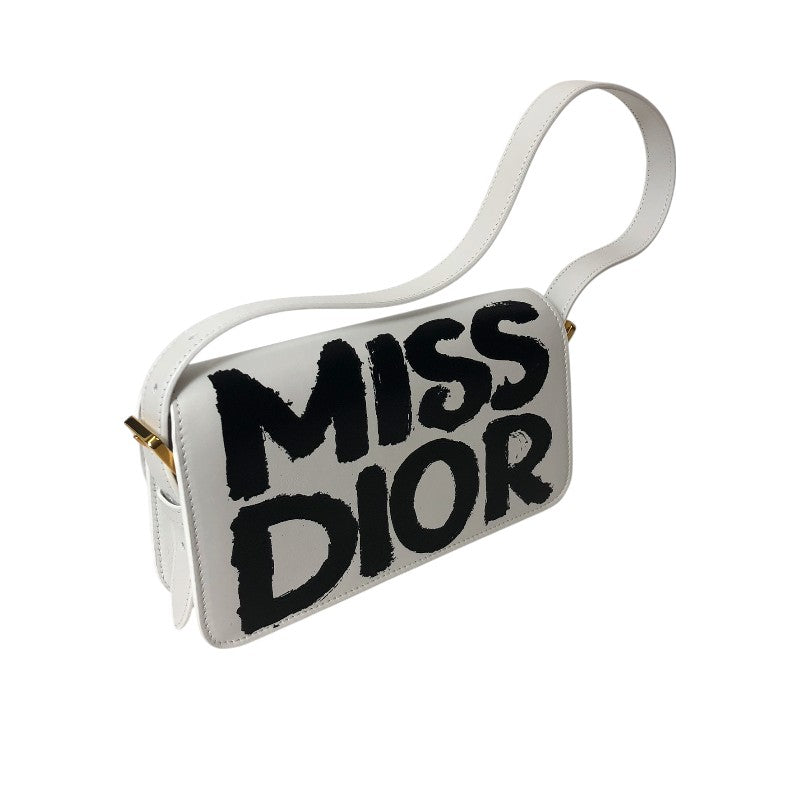 クリスチャン・ディオール Christian Dior ミスディオール フラップバッグ M2610UZCI ホワイト・ブラック ゴールド金具 カーフ レディース ハンドバッグ