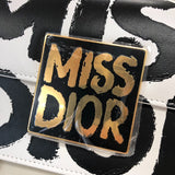 クリスチャン・ディオール Christian Dior ミスディオール フラップバッグ M2610UZCI ホワイト・ブラック ゴールド金具 カーフ レディース ハンドバッグ