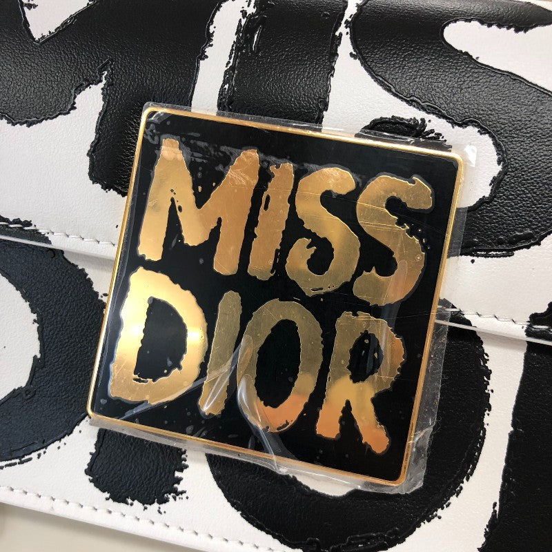 クリスチャン・ディオール Christian Dior ミスディオール フラップバッグ M2610UZCI ホワイト・ブラック ゴールド金具 カーフ レディース ハンドバッグ