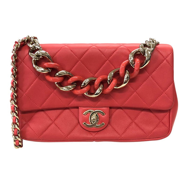 シャネル CHANEL マトラッセフラップチェーンショルダー AS1353 レッド ゴールド金具 ラムスキン レディース ショルダーバッグ