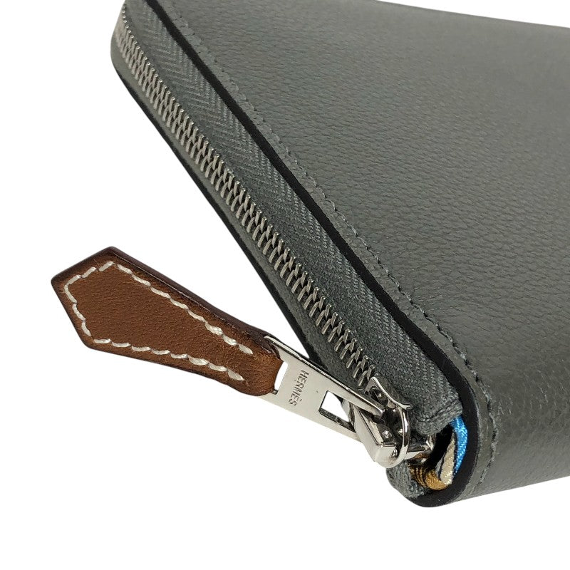 エルメス　HERMES アザップ　シルクイン　財布　長財布　グレー　ユニセックス エルメス HERMES アザップロングシルクイン W刻 グリメイヤー