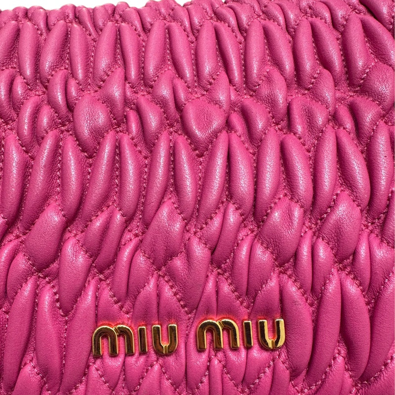 ミュウミュウ miu miu ナッパクリスタル RP0233 ピンク ナッパレザー レディース ショルダーバッグ